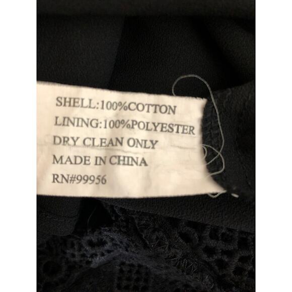 Shoshanna Aviva Dress Sheer Lace 3/4 Sleeve Flounce Hem Mini Cocktail Black 8 - Picture 9 of 10